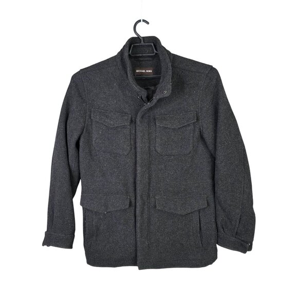 Mens Michael Kors Charcoal Gray Wool Blend Jacket Full Zip & Button Size M - Picture 1 of 8